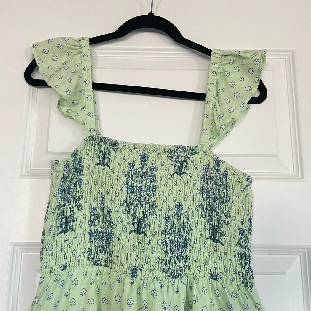 Roller Rabbit Cotton Midi Floral Smocked Waist Tank Dress - Picture 3 of 10